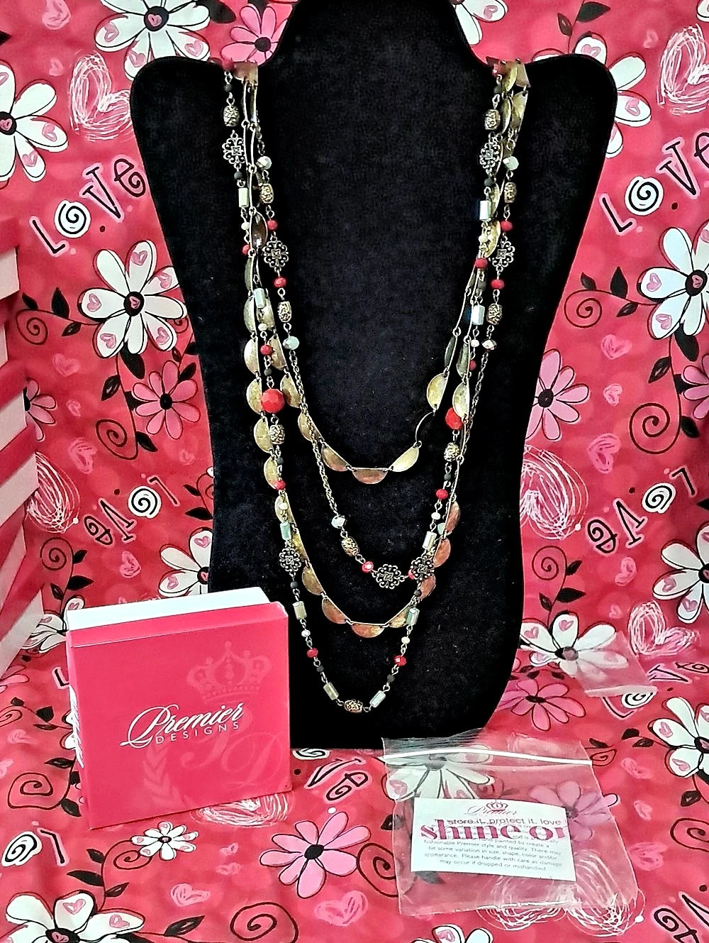 Premier Designs Vintage Romance Multi-Strand Beaded Statement Necklace